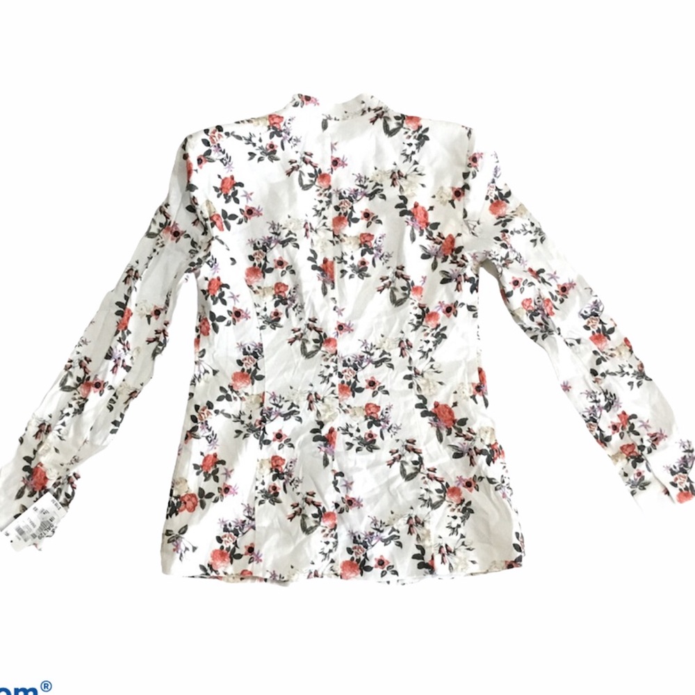 NWOT Inc Linen Blend Rose Floral Blazer  Closeout - Picture 8 of 11